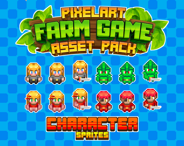 15个精美自上而下的像素农场游戏动画角色和头像素材02
