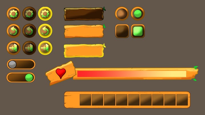 温馨的2D木质模块化UI素材