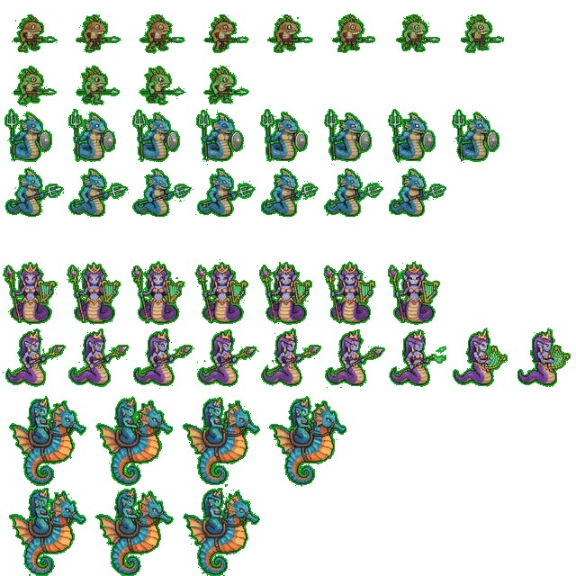 14个独特的复古像素侧视图像素角色动画素材