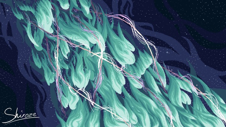 7种不同颜色带有星星的静态像素太空背景图片素材