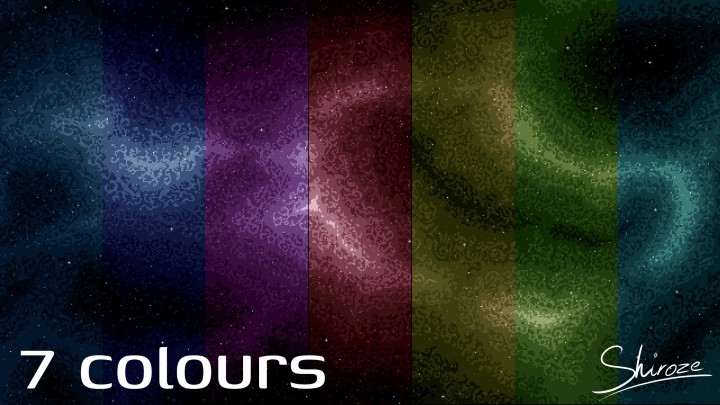 7种不同颜色带有星星的静态像素太空背景图片素材