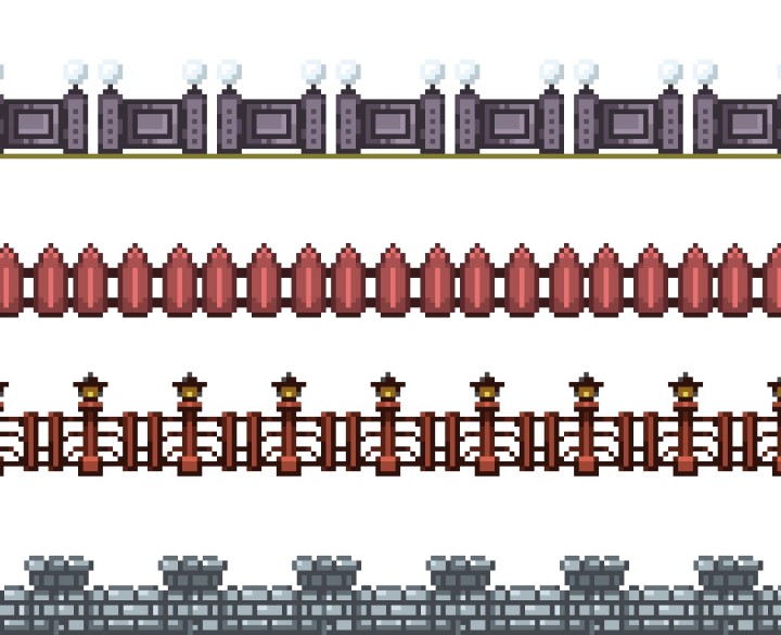 12+的精美32*32像素艺术围栏和屏障装饰素材