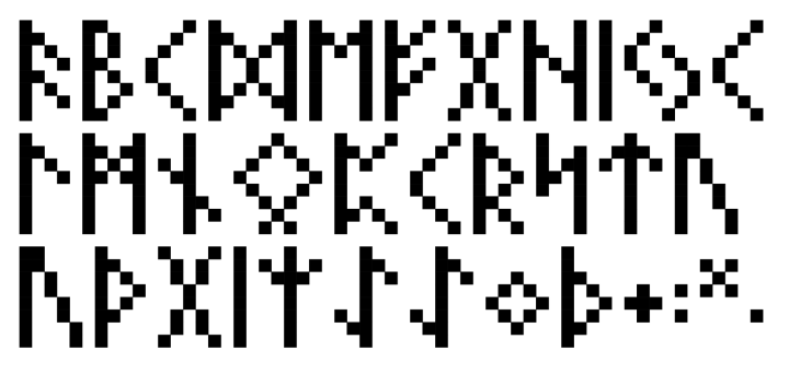 免费的7*4像素化弗萨克符文字体素材