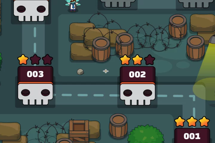 自上而下的卡通矢量2D僵尸游戏关卡地图素材