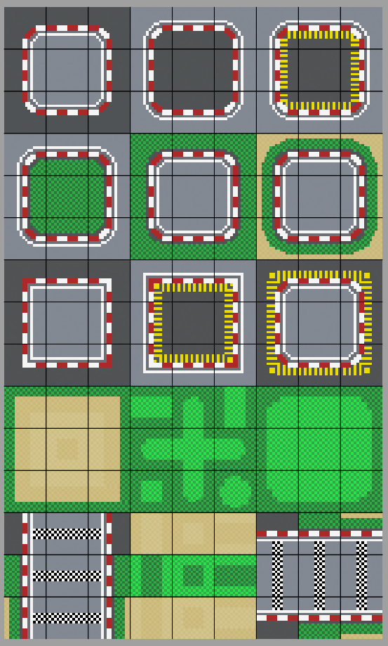完整的免费16*16像素赛车游戏赛道地图图块集素材