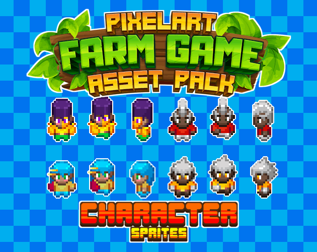 15个精美自上而下的像素农场游戏动画角色和头像素材04