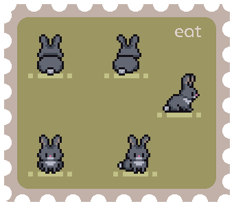 俯视角的32*32可爱像素动物兔子动画素材