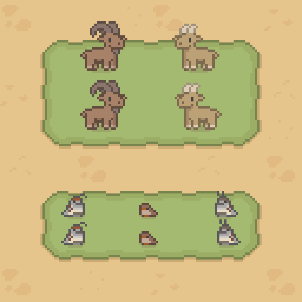 温馨的16位像素艺术风格沙漠农场养殖资产素材