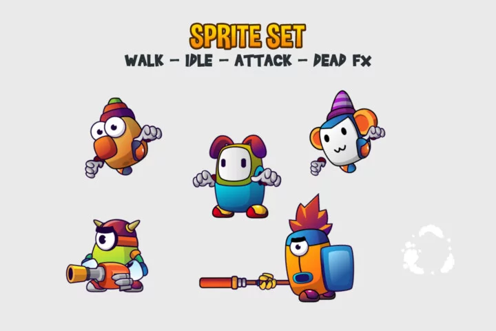 5款趣味搞笑矢量2D怪物怪兽动画素材