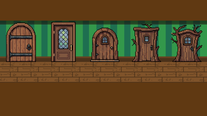 25个复古高保真像素游戏入口门素材