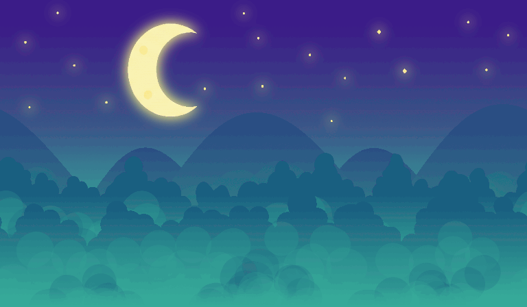 精美的视差效果像素月光花园背景图片素材