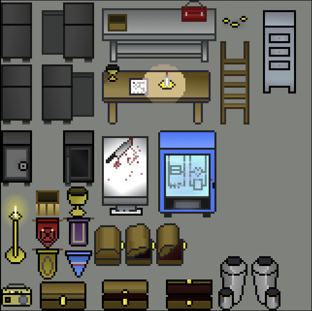 一组免费的适用于恐怖环境的像素墓地和地下室道具素材