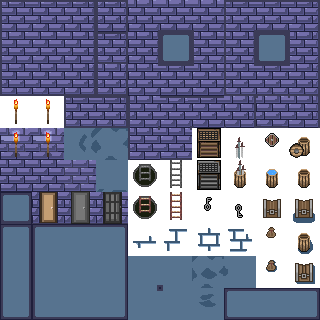 免费的32*32像素紫色地牢图块集素材