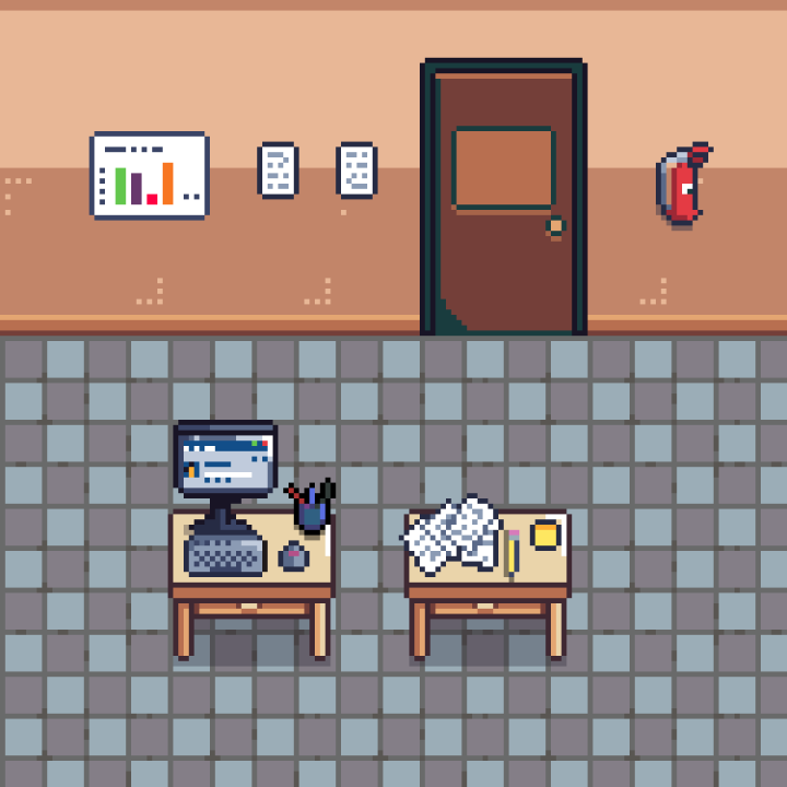 免费的像素办公桌面必备用品素材