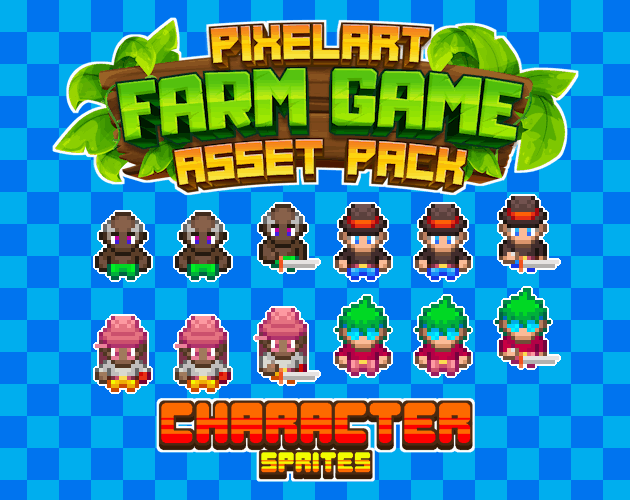 15个精美自上而下的像素农场游戏动画角色和头像素材03