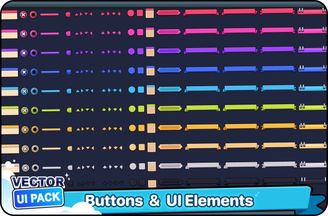 超大型卡通风格矢量游戏用户界面UI素材