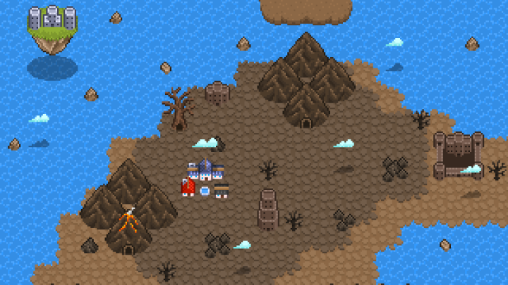 完整的自上而下16*16像素世界地图图块集素材