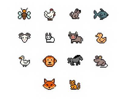 14个32*32的像素艺术动物图标素材