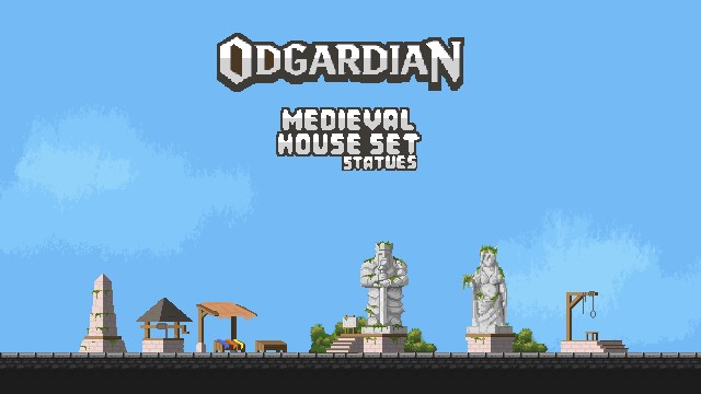 精美的中世纪像素柱子，雕像，底座，装饰素材