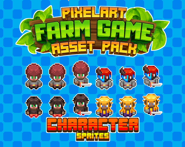 15个精美自上而下的像素农场游戏动画角色和头像素材
