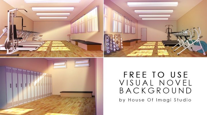 3个免费的静态视觉小说学校体育教室背景图片素材