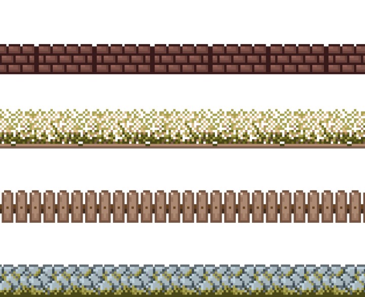12+的精美32*32像素艺术围栏和屏障装饰素材