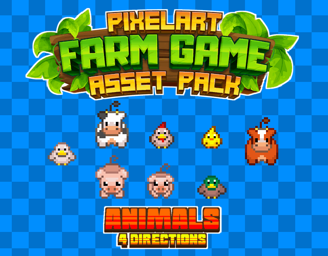 7种精美的四向行走像素农场游戏动物动画素材
