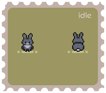 俯视角的32*32可爱像素动物兔子动画素材