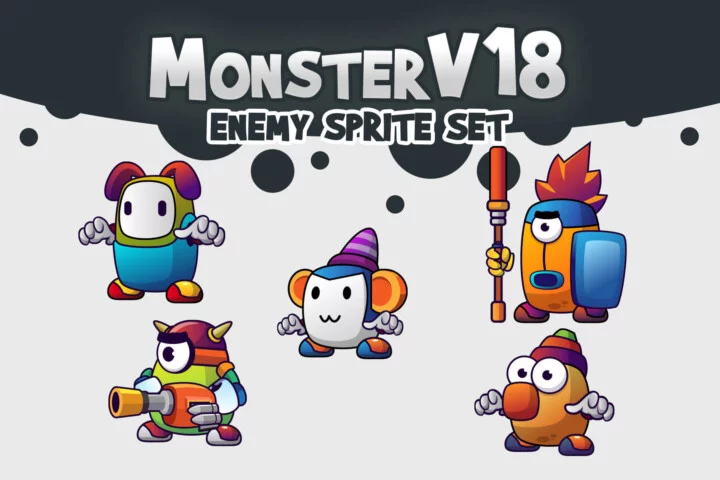 5款趣味搞笑矢量2D怪物怪兽动画素材