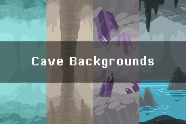 4个独特的精美视差效果像素洞穴背景图片素材