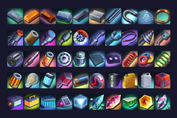 50个512*512的高清2D赛博朋克资源图标素材