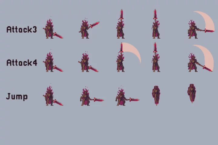 适用于平台游戏的像素巨型黑暗骑士BOSS动画素材