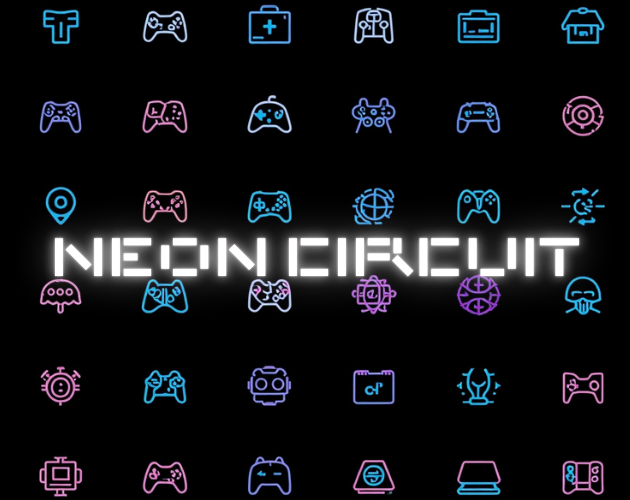 42个免费的霓虹赛博朋克风格UI图标素材