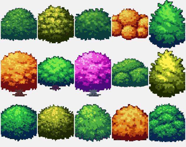 360个AI辅助生成的像素植物灌木素材