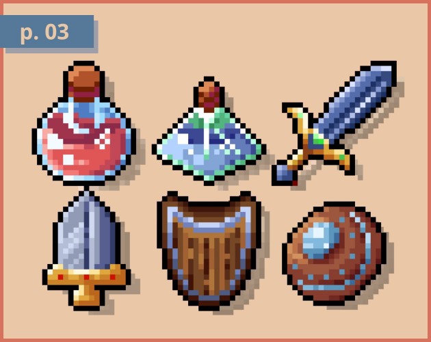 少量高质量的24*24像素RPG游戏物品图标素材