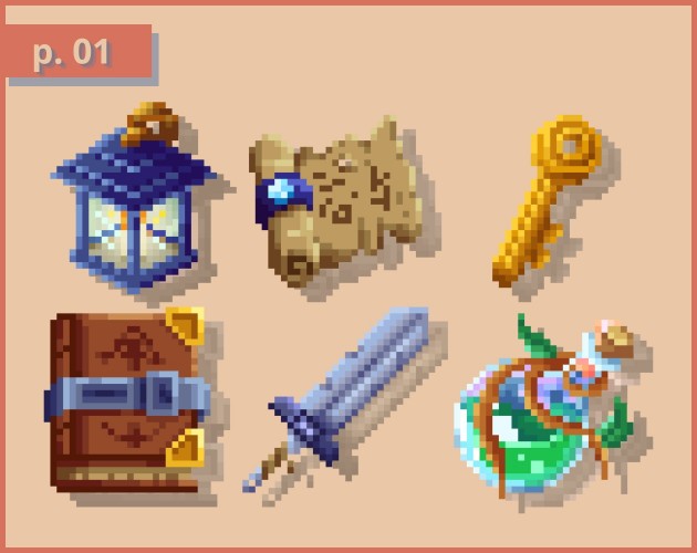 少量高质量的48*48像素RPG游戏物品图标素材