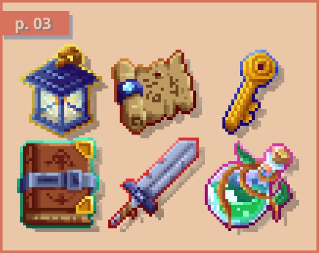 少量高质量的48*48像素RPG游戏物品图标素材