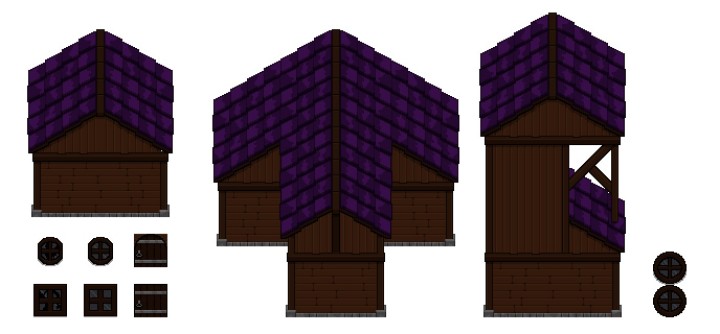 一组免费的奇幻像素艺术房屋建筑素材