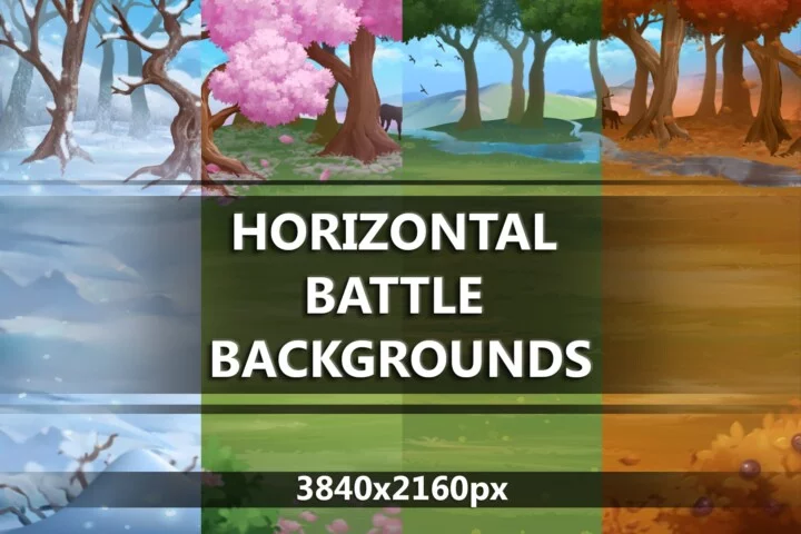 4款精美的季节性2D自然战斗背景图片素材