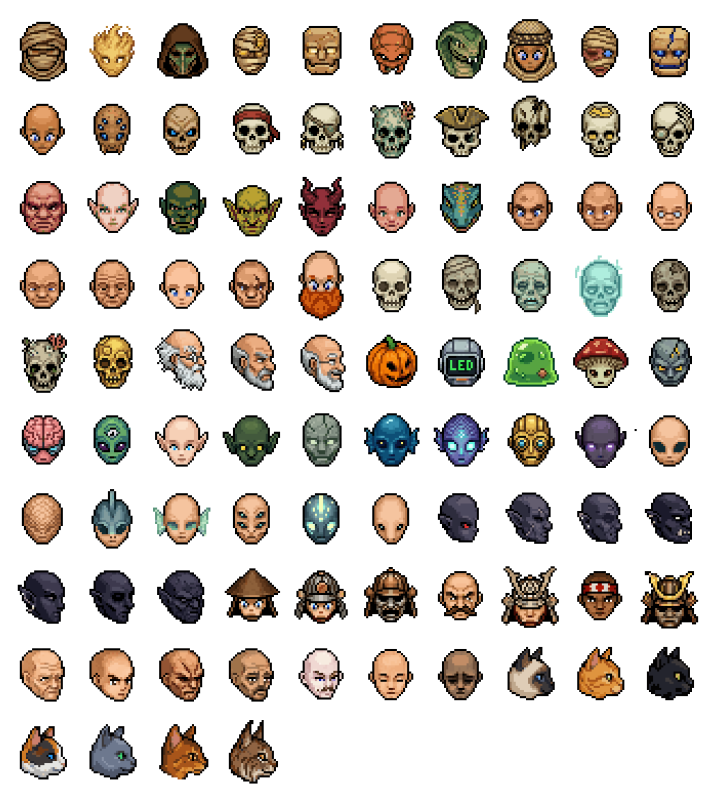 100+的AI辅助生成像素游戏角色头像图标素材