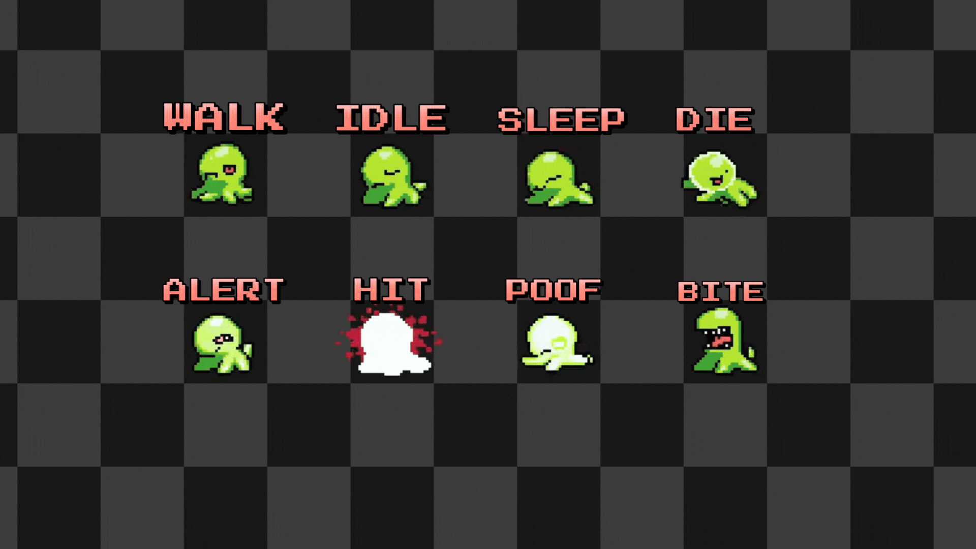 可爱的绿色像素小章鱼宝宝动画素材