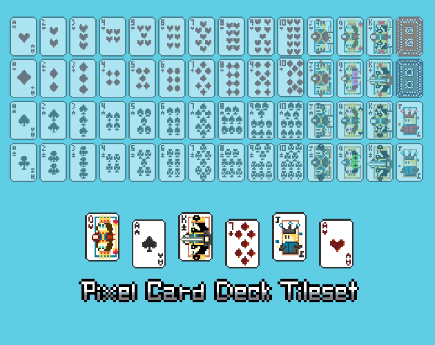 一副完整的免费24*34像素艺术扑克纸牌素材