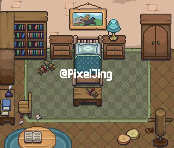 70+的温馨复古像素室内家具和装饰素材