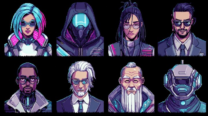 200+的AI辅助生成像素赛博朋克人物头像素材