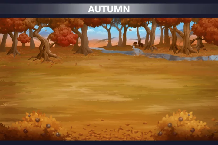 4款精美的季节性2D自然战斗背景图片素材