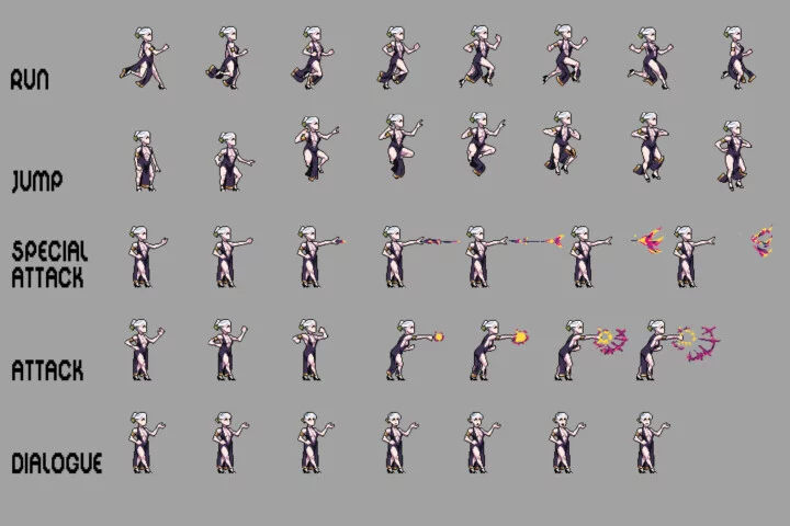 3个精美的横版像素黑暗精灵角色动画素材02