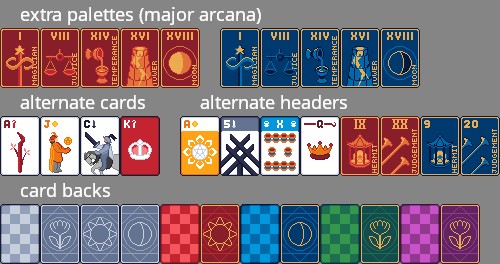 一款像素阿尔卡纳塔罗牌和配色方案素材