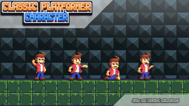 4种颜色的通用但功能多样的横版像素艺术角色动画素材
