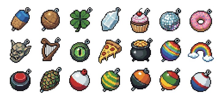 90+AI辅助生成的像素钓鱼游戏图标素材