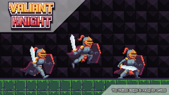 4种配色的流畅高质量像素英勇骑士角色动画素材